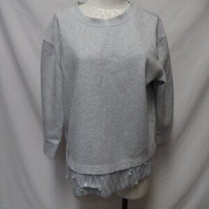 J. Crew Sequin Hemline Sweatshirt Top pullover grey knit Size Sz Large Lg L